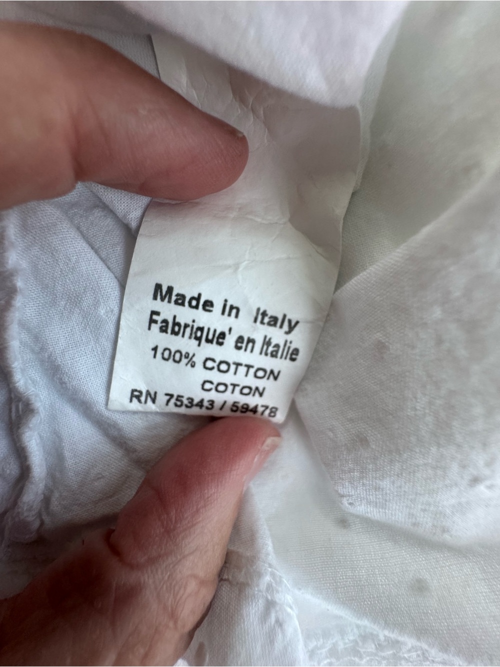 Terzo Millennio Made in Italy White Swiss Dot Cotton Peasant Blouse Medium - Picture 9 of 10